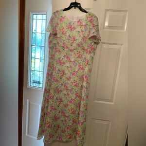 Coldwater Creek Floral Maxi Dress in Pink and Green